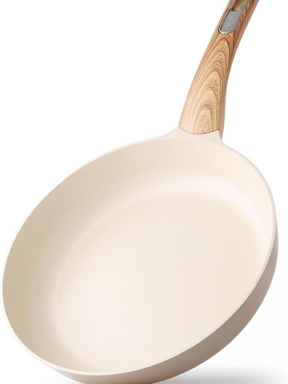 Nonstick Ceramic 9.5" Frying Pan & Paella Pan - Taupe, Easy Clean, Durable